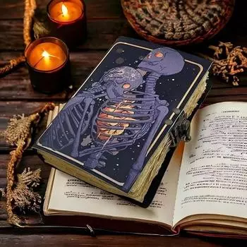 Кожаный дневник ручной работы, пустая книга заклинаний, книга теней, мусорный журнал, колдовство 7 x 5 in