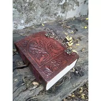 Кожаный дневник ручной работы с дизайном Древа Жизни | Уникальный блокнот Гримуар | Идеальный подарок на годовщину 8 x 6 in ( 300 pages ) коричневый