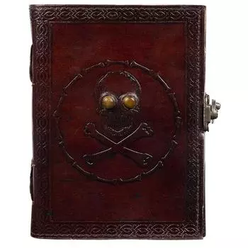 Кожаный дневник ручной работы с тиснением в виде звезды, путешествия и двойного волка Дневник со старинным замком. Размер 5*7 дюймов 5x7 inch коричневый
