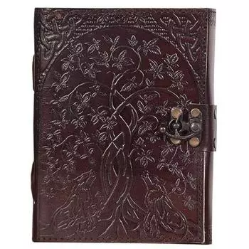 Кожаный дневник ручной работы с тиснением звезды, путешествия и двойного волка. Дневник со старинным замком для альбома художника, альбома для вырезок, рисунков, письма и т. д. 7 x 5 in коричневый