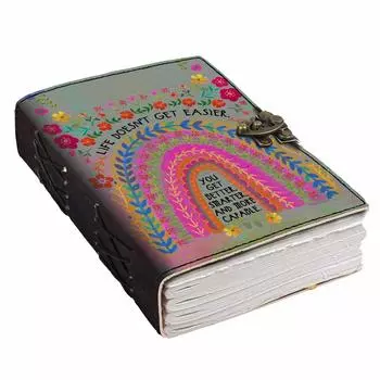 Кожаный дневник с печатными пустыми страницами, дневник для личного и офисного использования. Пустой дневник-планировщик - 7 x 5 дюймов 7 x 5 in