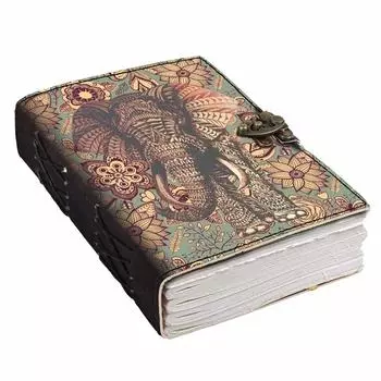 Кожаный дневник с портретом слона. Дневник с пустыми страницами. Дневник для личного и офисного использования. (7 х 5 дюймов) 7 x 5 in