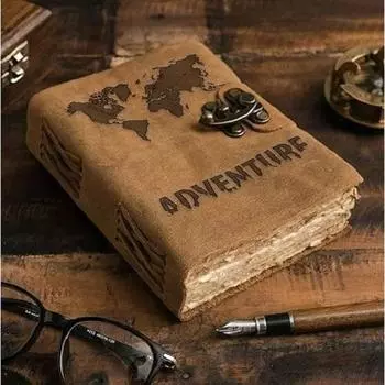 Кожаный дневник с пряжкой и замком, винтажный дневник со старыми страницами для офиса, личного использования 5 x 7 in коричневый