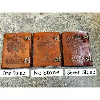 Кожаный дневник с тиснением вручную | Записная книжка ручной работы | Кожаный гримуар | Идеально подходит для юбилеев или рождественских подарков. ( пакет из 3 ) 8 x 6 in ( pack of 3 ) коричневый