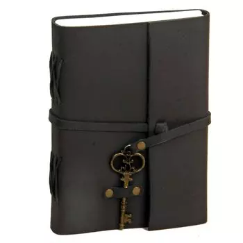 Кожаный дневник — старинный блокнот ручной работы в кожаном переплете для мужчин и женщин, бумага без подкладки, дорожный дневник и блокноты — 7 x 5 дюймов - (черный) 7 x 5 in чёрный