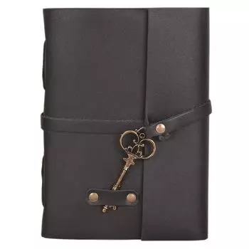 Кожаный дневник — старинный блокнот ручной работы в кожаном переплете для мужчин и женщин, бумага без подкладки, дорожный дневник и блокноты — 7 x 5 дюймов - (черный) 7 x 5 in чёрный