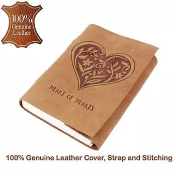 Кожаный дневник - старинный кожаный блокнот ручной работы в переплете «Сердце сердец» для мужчин и женщин, дорожный дневник и блокноты из обычной бумаги для записи, 7 x 5 дюймов 7 x 5 in коричневый