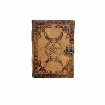 Кожаный дневник Тройной Луны, Книга Теней, Кожаный Рождественский гримуар 7 x 5 in коричневый