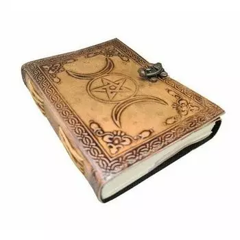 Кожаный дневник Тройной Луны, Книга Теней, Кожаный Рождественский гримуар 7 x 5 in коричневый