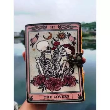 Кожаный дневник влюбленных - альбом для рисования, Подарок для него, Книга заклинаний, Книга теней, Рождественский подарок, Подарок на Хэллоуин, Подарок для нее 7 x 5 in
