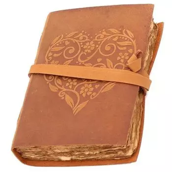 Кожаный дневник-записная книжка Deckle Edge с тиснением в виде сердца Валентина, антикварный цвет, бумага ручной работы для мужчин и женщин, подарок 7 x 5 in коричневый