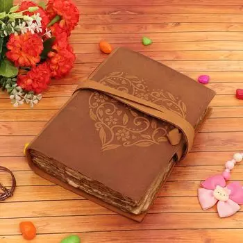 Кожаный дневник-записная книжка Deckle Edge с тиснением в виде сердца Валентина, антикварный цвет, бумага ручной работы для мужчин и женщин, подарок 7 x 5 in коричневый