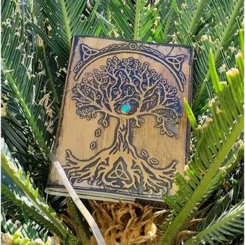 Кожаный ежедневник «Дерево жизни», блокнот, ежедневник с возможностью пополнения, подарок для любителя природы, линованный бумажный ежедневник, бирюзовый камень, ежедневник 8 x 6 in