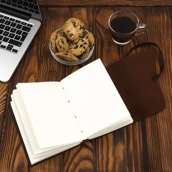 кожаный ежедневник, ежедневник из натуральной кожи, кожаная папка для блокнота-планировщика, винтажный ежедневник. 7 x 5 in коричневый