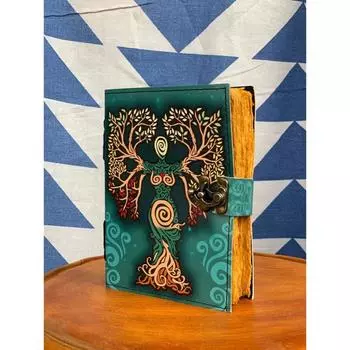 Кожаный ежедневник «Мать земли» для письма «Древо жизни» в старинном тисненном переплете с красочным принтом для женщин, 7x5 дюймов 5 x 7 in