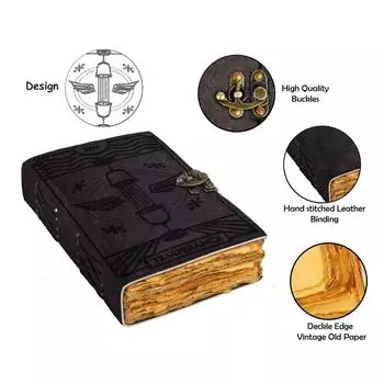 Кожаный ежедневник с принтом умеренности Винтажный дневник со старыми страницами для офиса и личного пользования (7 х 5 дюймов) 7 x 5 in коричневый