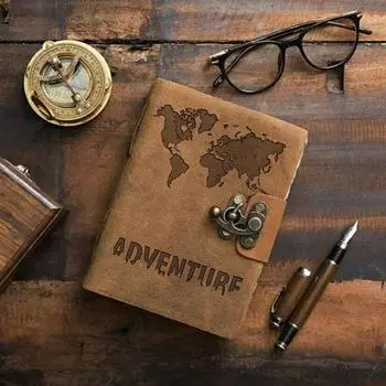 Кожаный ежедневник с замком и пряжкой, винтажный ежедневник со старыми страницами для офиса, личного пользования