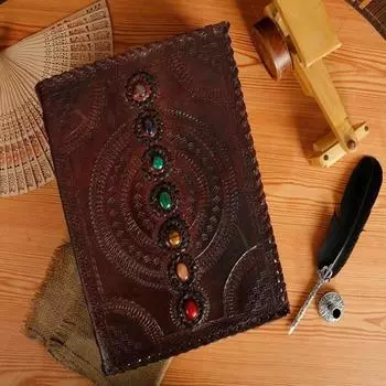 Кожаный ежедневник Seven Chakra Medieval Stone с замком C ежедневник гостевая книга