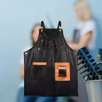 Кожаный фартук для парикмахера, рабочий нагрудник с регулируемым ремешком для работы по дому 84cmx66cm