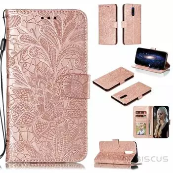 Кожаный флип-чехол-бумажник с кружевом и цветком для Xiaomi Poco X3 Pro X4 Redmi Note 11 Pro 10S 11S 9S 8T 7 6 8 10 Pro 7A 9A 9C Mi A2 12 9 Lite, чехол в стиле книги Xiaomi Redmi 9C красный