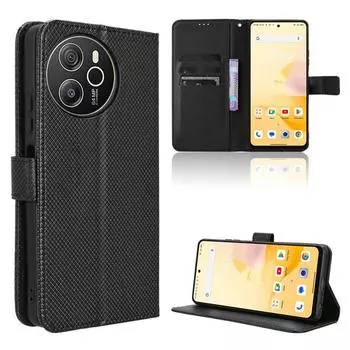 Кожаный флип-чехол для Blackview Shark 8/Oscal Tiger 12, защитный чехол с зажимом для карт из искусственной кожи Shark 8/Oscal Tiger 12 чёрный