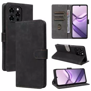 Кожаный флип-чехол для Doogee Note 58/Note 58 Pro PU чехол для телефона полная защита корпуса противоударный с [блокировкой RFID] чёрный