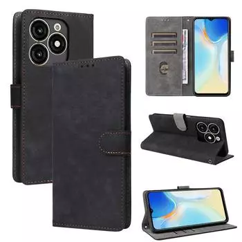 Кожаный флип-чехол для Itel A70 PU чехол для телефона полная защита корпуса противоударный с [блокировкой RFID] for Itel A70 чёрный