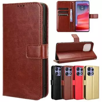 Кожаный флип-чехол для Moto Edge 50 Pro Motorola Edge 50 Fusion Ultra, защитный чехол-кошелек с отделением для карт, подставка, противоударный держатель, защитный чехол Moto Edge 50 Ultra коричневый