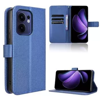 Кожаный флип-чехол для OPPO Reno13 F 4G/Reno 13F 5G PU кожаный защитный чехол с зажимом для карт и ремешком на руку чёрный