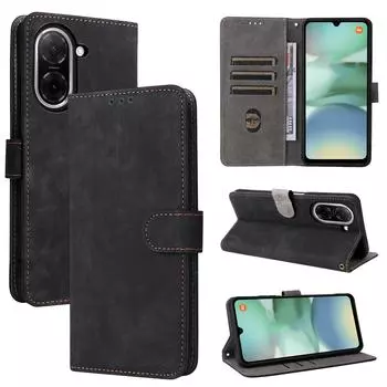 Кожаный флип-чехол для Redmi A5 4G, Xiaomi Poco C71 PU чехол для телефона полная защита корпуса противоударный с [блокировкой RFID] Redmi A5/Xiaomi Poco C71 чёрный