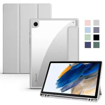 Кожаный флип-чехол для Samsung Galaxy Tab A8, 10, 5-дюймовый акриловый прозрачный чехол-подставка для планшета с подставкой, чехол для Samsung Tab A8 с держателем для карандашей samsung tab A8 10.5 розовый