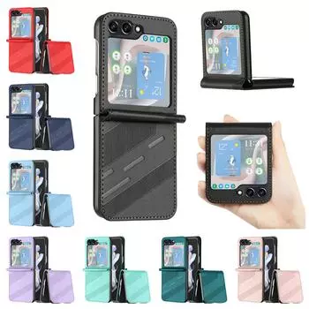 Кожаный флип-чехол для Samsung Galaxy Z Flip 6 Flip6 с отделением для кредитных карт, чехол для телефона, противоударный | Классический дизайн | 8 цветов For Samsung Z Flip 6 зелёный