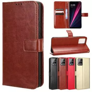 Кожаный флип-чехол для T-Mobile Revvl 7 Pro 5G Revvl 6 6x, защитный чехол-кошелек со слотом для карт, подставкой, противоударный держатель, полная защита для бизнеса For Revvl 6 Pro 5G золотой