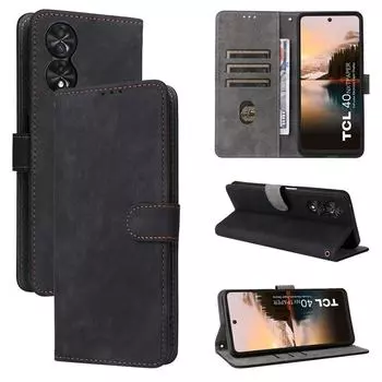 Кожаный флип-чехол для TCL 40 NxtPaper 4G PU чехол для телефона полная защита корпуса противоударный с [блокировкой RFID] for TCL 40 NxtPaper 4G чёрный