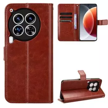 Кожаный флип-чехол для Tecno Camon 30 Premier из искусственной кожи с зажимом для карт и защитным чехлом Tecno Camon 30 Premier 5G чёрный