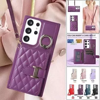 Кожаный флип-чехол для телефона с ремешком для Samsung Galaxy S23 S22 Ultra S20 S21 FE A14 A24 A34 A54 A13 A53 A12 A52 Z Flip5 Z Fold 5 4 3, чехол-кошелек для карт Samsung S20 бежевый