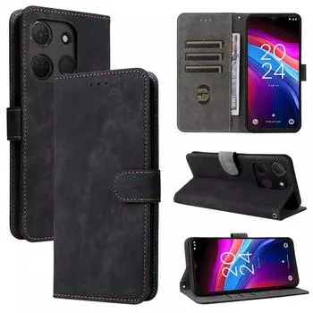 Кожаный флип-чехол для телефона TCL 503, защитный чехол для всего корпуса, противоударный с [блокировкой RFID] for TCL 503 чёрный