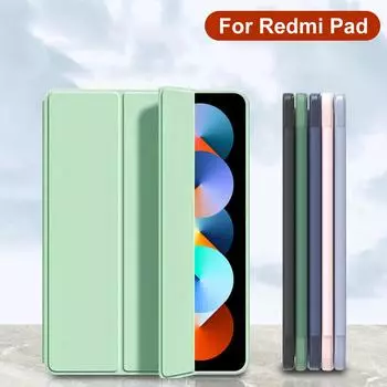 Кожаный флип-чехол для Xiaomi 5/5pro 6/6pro RedMi Pad 2022 10,61 дюйма, магнитный чехол для планшета RedMi Pad SE 2023, силиконовый мягкий защитный чехол-подставка Redmi Pad 10.61 2022 темно-зеленого