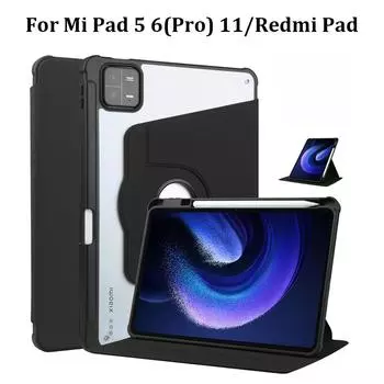 Кожаный флип-чехол для XiaoMi MiPad 5 6 Mi Pad 5 6 Pro 11 с гнездом для ручки, вращение на 360° для RedMi Pad 10,61 дюйма, 2022, противоударный чехол с подставкой для сна/пробуждения RedMi Pad 10.61 inch серый
