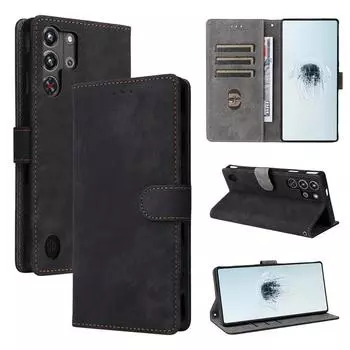 Кожаный флип-чехол для ZTE nubia Red Magic 10 Pro/+ Plus PU чехол для телефона полная защита корпуса противоударный с [блокировкой RFID] Magic 10 Pro / Pro+ Plus чёрный