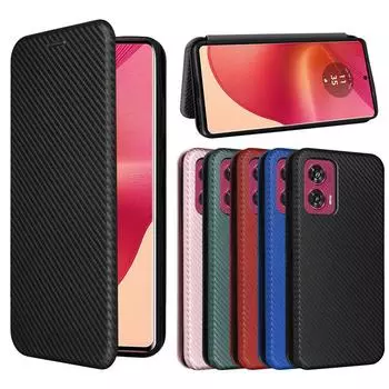 Кожаный флип-чехол из углеродного волокна для Moto Edge 50 Fusion 50 Ultra 40 Neo G84 G54 G34 G24 G14 G04, кошелек, сумка для телефона с гнездом для карт Edge 50 Fusion 5G синий