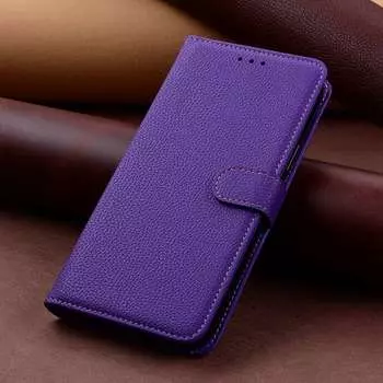 Кожаный флип-чехол с текстурой личи для Xiaomi Poco C65 X6 Pro 5G M4 M3 X3 X5 13T 12T Redmi Note 8 9 10 11 12 13 Pro 9T 9C 13C A2 A3, чехол-бампер для кошелька Xiaomi 12T Pro темно-фиолетового