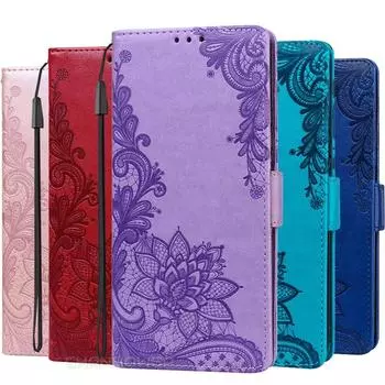 Кожаный флип-чехол с тиснением, кружевом и цветами для Huawei P30 P40 Lite EP Smart Z Plus Y5P Y6S Y7P Honor 9X 9A 9C 9S 10i 10 10X 20 Lite, мягкий чехол-бумажник для книги Honor 20 красный