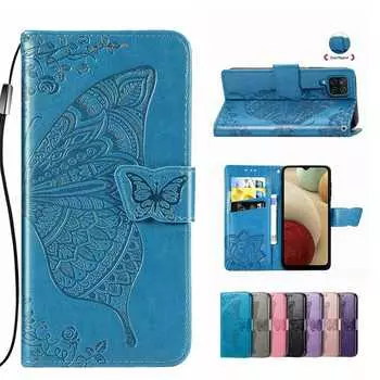 Кожаный чехол-книжка с узором «бабочка» для Samsung Galaxy A16 M35 A55 S24 A35 5G A25 A32 A52 A15 A54 A24 A34 A13 A23 A33 A53 A14 чехол-кошелек Capa Coque Galaxy S7 чёрный