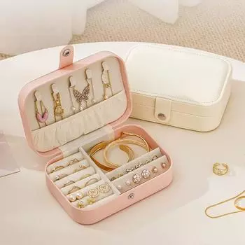 Кожаный футляр для ювелирных изделий из искусственной кожи, водонепроницаемый органайзер для ювелирных изделий, шкатулка для ювелирных изделий, ожерелье, серьги, кольцо белый