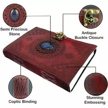 Кожаный и бумажный дневник ручной работы, блокнот для личного использования с замком, подарок 7 x 5 in коричневый