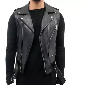 Кожаный камзол рыцарский костюм мужской средневековый кожаный доспех без рукавов жилет топ шнуровка кожаный жилет 4XL чёрный