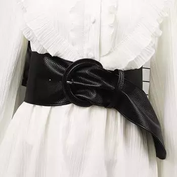 Кожаный корсетный ремень для женщин, платья, широкий ремень с пряжкой, роскошный женский широкий ремень, пальто, ремень, декоративный ремень чёрный