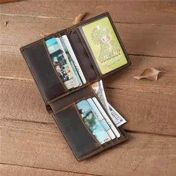 Кожаный кошелек, бумажник, держатель для 11 карт, короткий кошелек с застежкой-молнией, модный