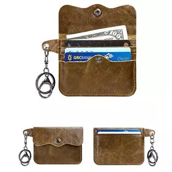 Кожаный кошелек для карт с кольцом для ключей